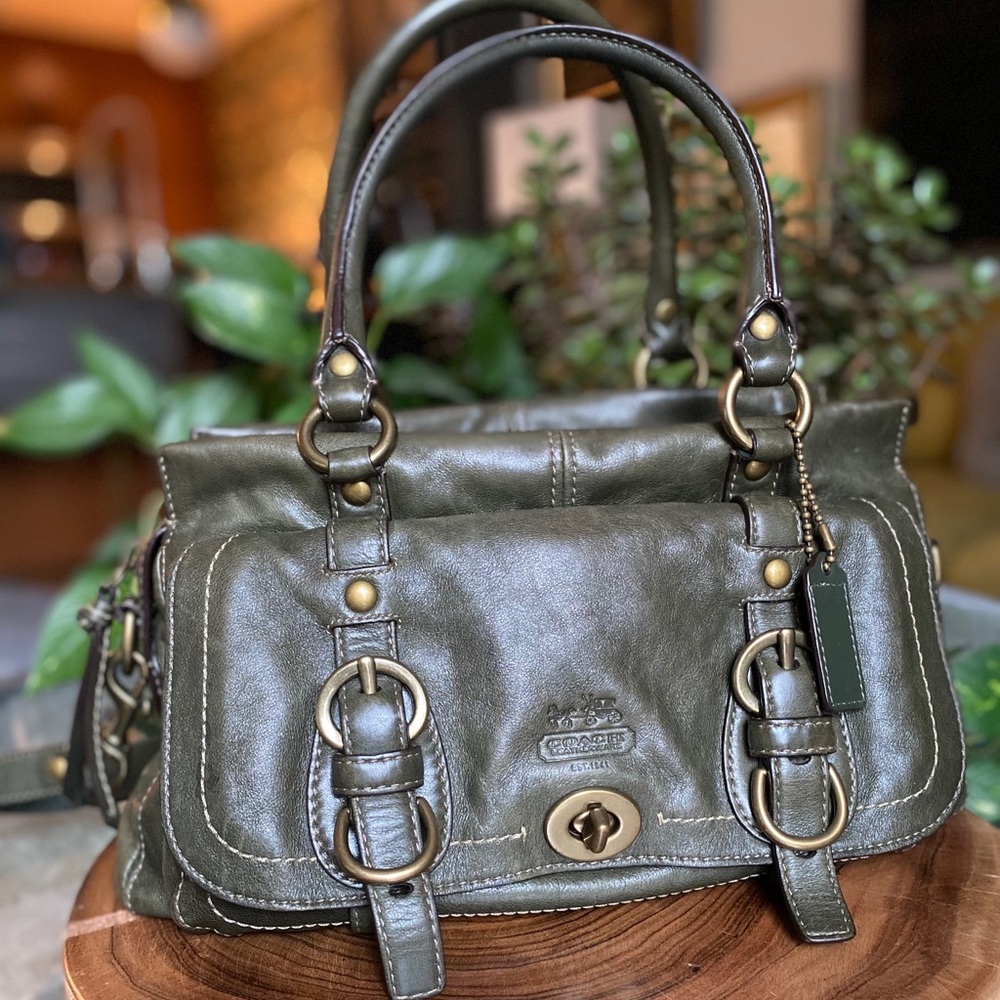 COACH Legacy Garcia Green Leather Satchel 12704